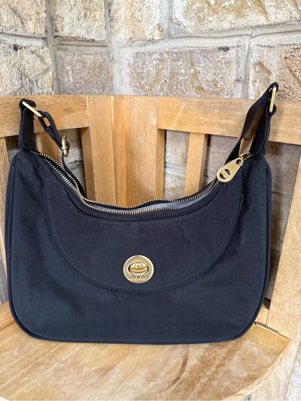 Baggallini Oslo Small Hobo Crossbody Bag with Gold Hardware